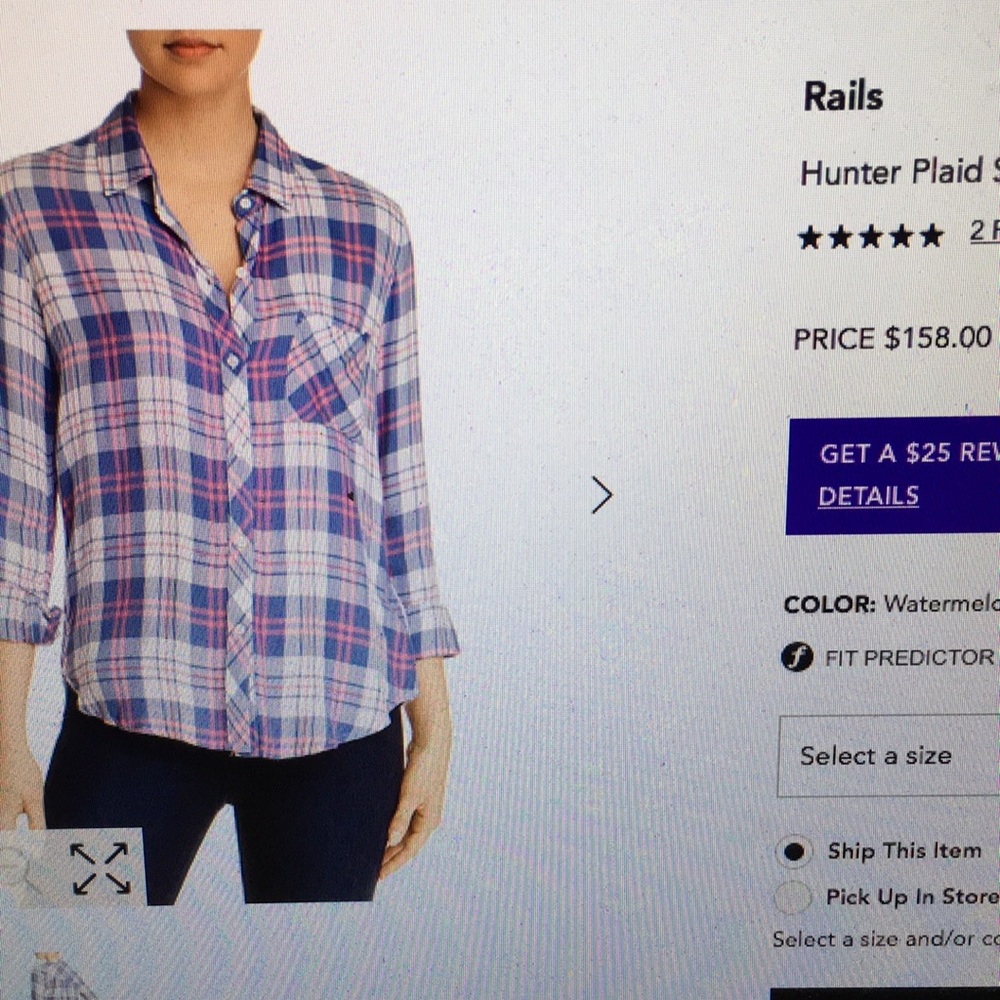 RAILS Hunter plaid soft button front shirt